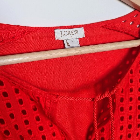 J. Crew Linen & Cotton Eyelet Dress - Size L - Picture 3 of 10